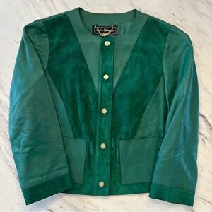 Salvatore Ferragamo Women's Size IT 40 Lamb Leather Suede Jacket Coat Green RARE